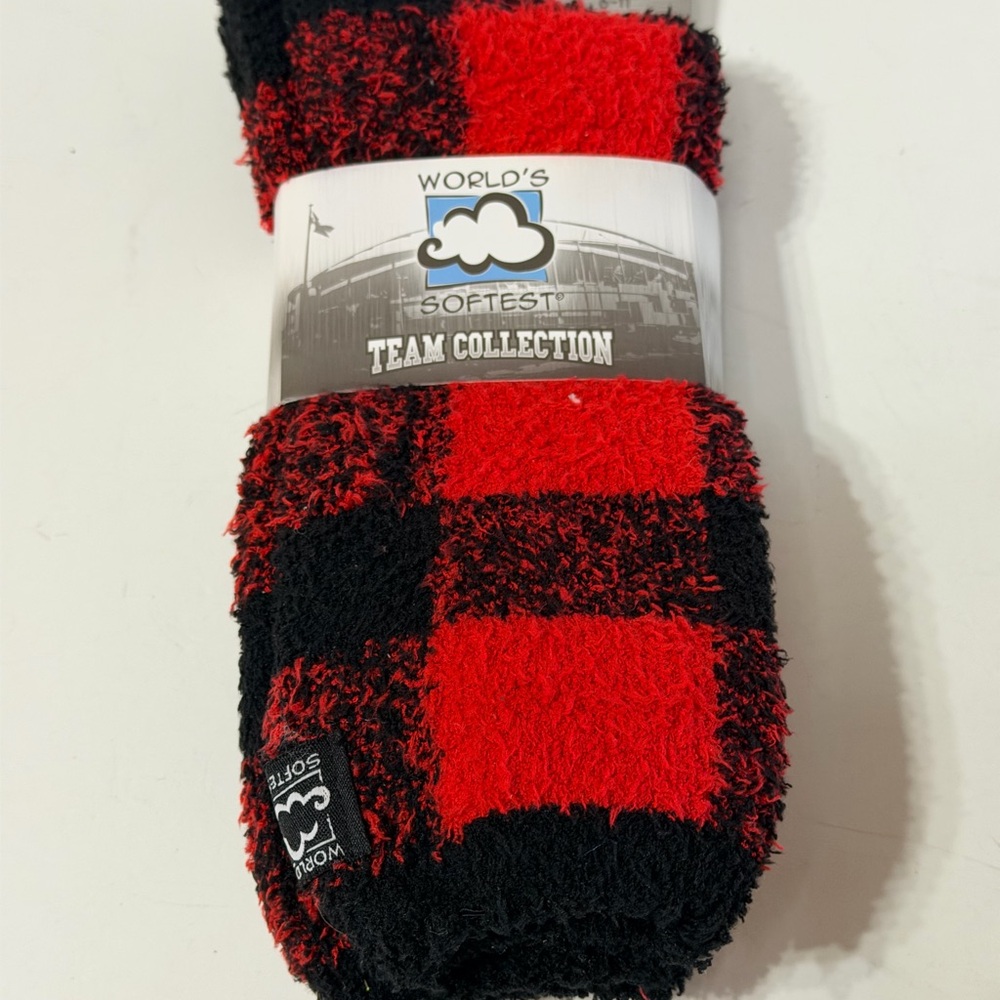 Red & Black Plush‎ Buffalo-Check Socks